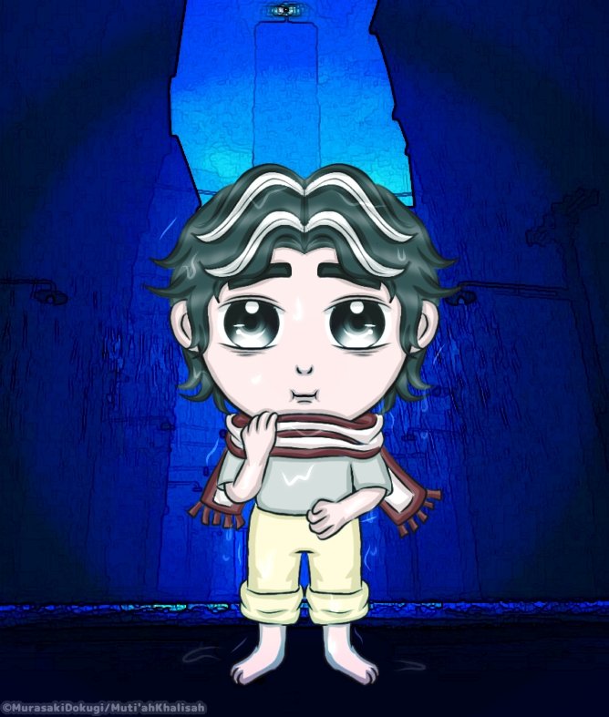 mutiah_khalisah's tweet photo. Kefiyyeh/Scarf Boy (OC) credit to me. Background credit to Bandai Namco &amp; Tarsier Studios. #originalcharacter #Littlenightmares2 #ficlore #rainstorm #palecity https://t.co/QitkAw5aAu