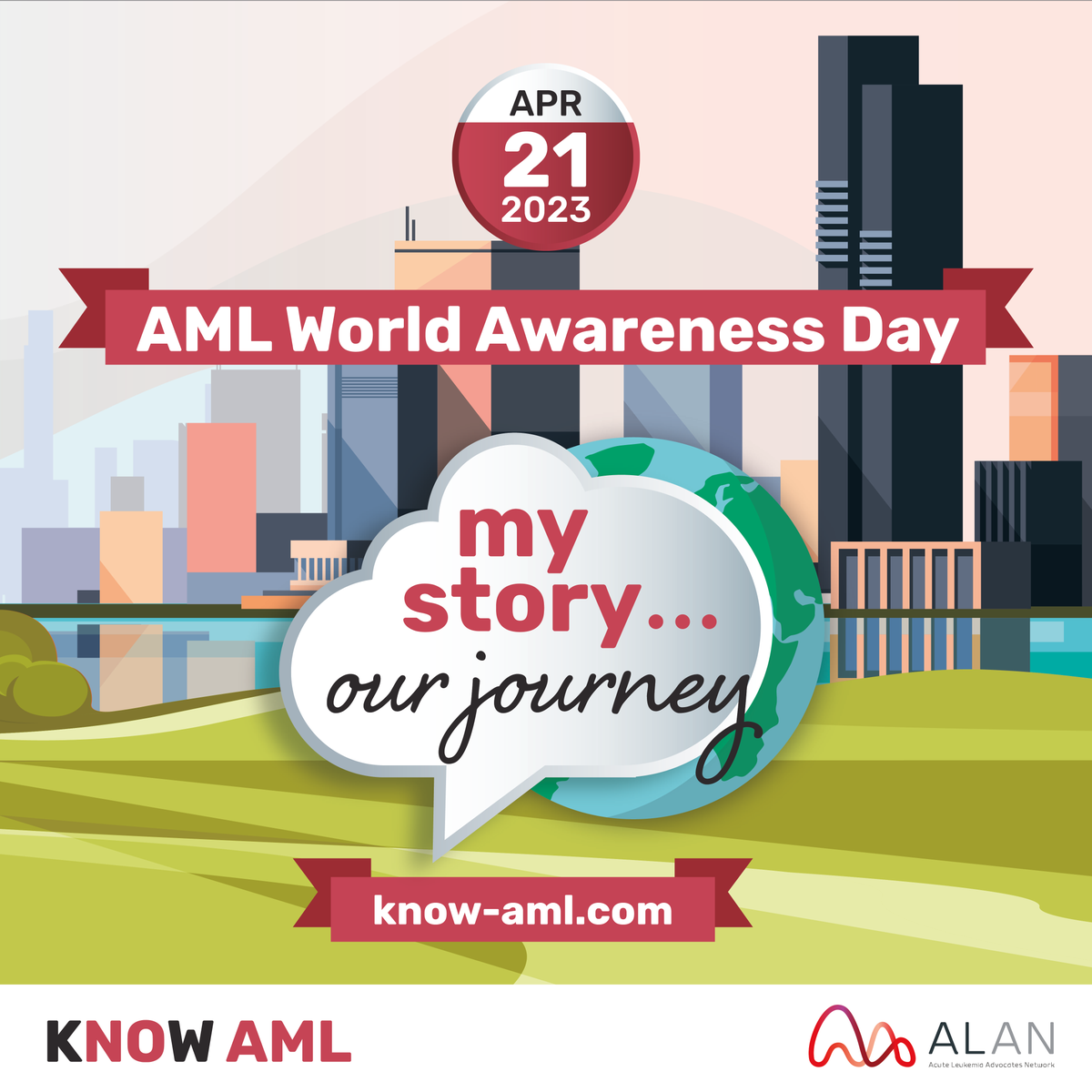 Today is #AMLWorldAwarenessDay! 

This is the one day of the year when people from all around the world come together to help raise awareness of acute myeloid leukemia. Learn more at Know-AML.com 

#KnowAML #MyStoryOurJourney #AML