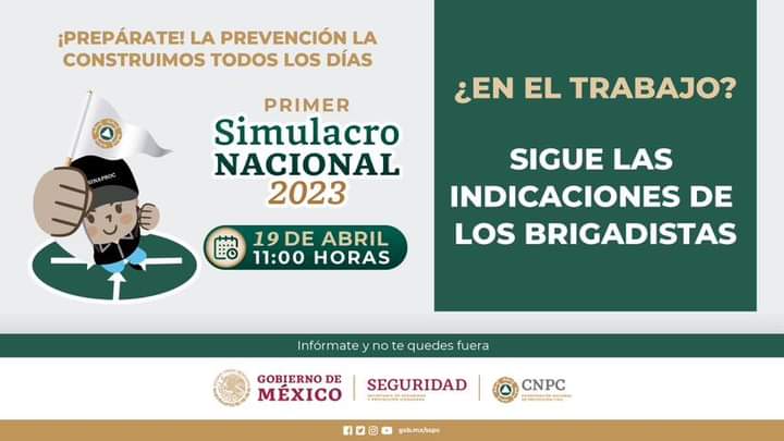 SinacCultura's tweet photo. Los simulacros de emergencia y de evacuación, son ejercicios de vital importancia para saber cómo actuar en caso de emergencia.
!Participemos! !Nuestra participación salvará vidas!

#sinactrabajandoparati
#sinaccontigo
#SimulacroNacional2023
#ProteccionCivil https://t.co/aBlUBLUZff