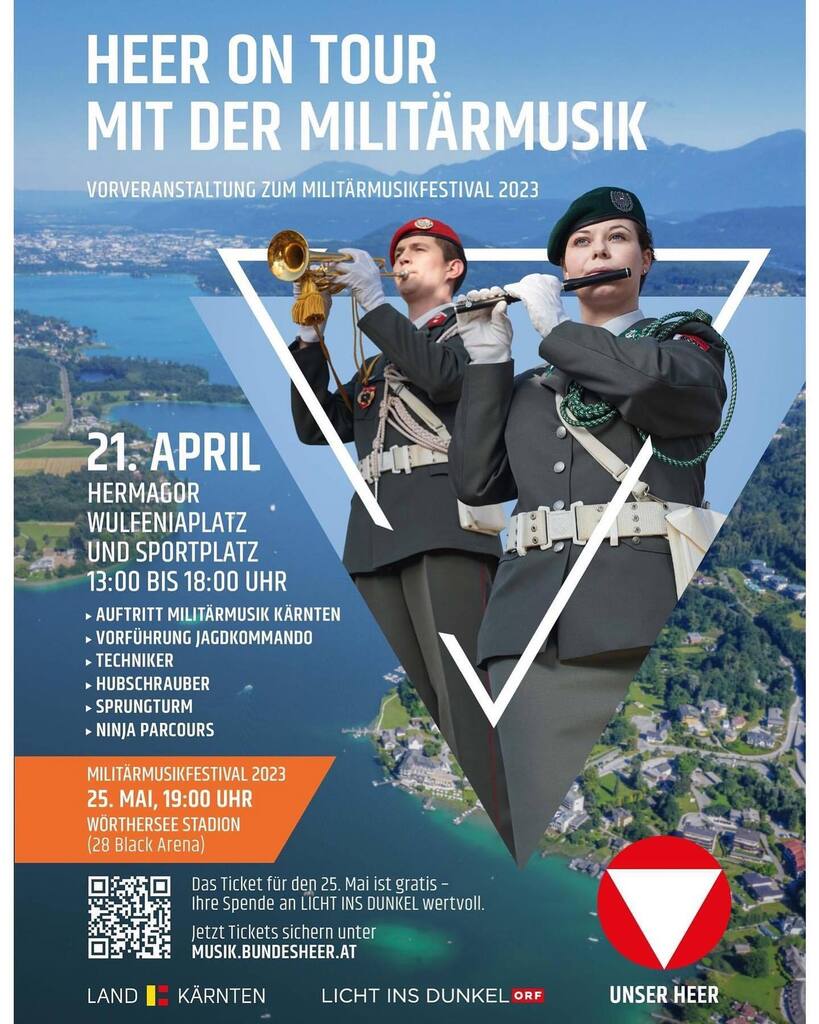 didipranter's tweet photo. Nächster Termin 📆 Freitag 21.4. Hermagor Wulfeniaplatz und Sportplatz 🎶 #heerontour #ontour #bundesheer #militärmusik #militärmusikkärnten #kärnten #hermagor https://t.co/ROLA9hoZqb https://t.co/ZG4rK4rxuj