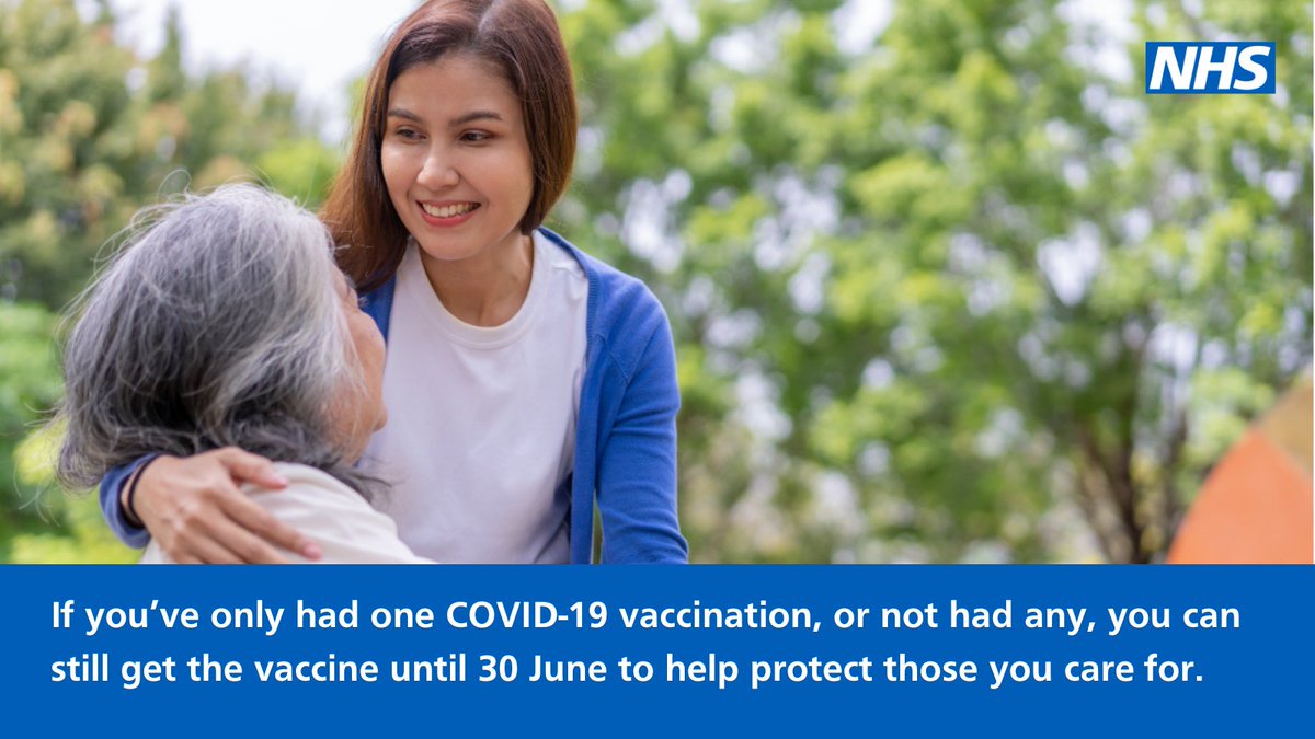 CarersTrust's tweet photo. Unpaid carers can still get their first and second COVID-19 jabs this spring

You can get the COVID vaccine from the NHS if you've not had at least two jabs before

You can book an appointment at https://t.co/UYLx9GnDj9, through the NHS app or by calling 119 https://t.co/7qZoCL1mt5