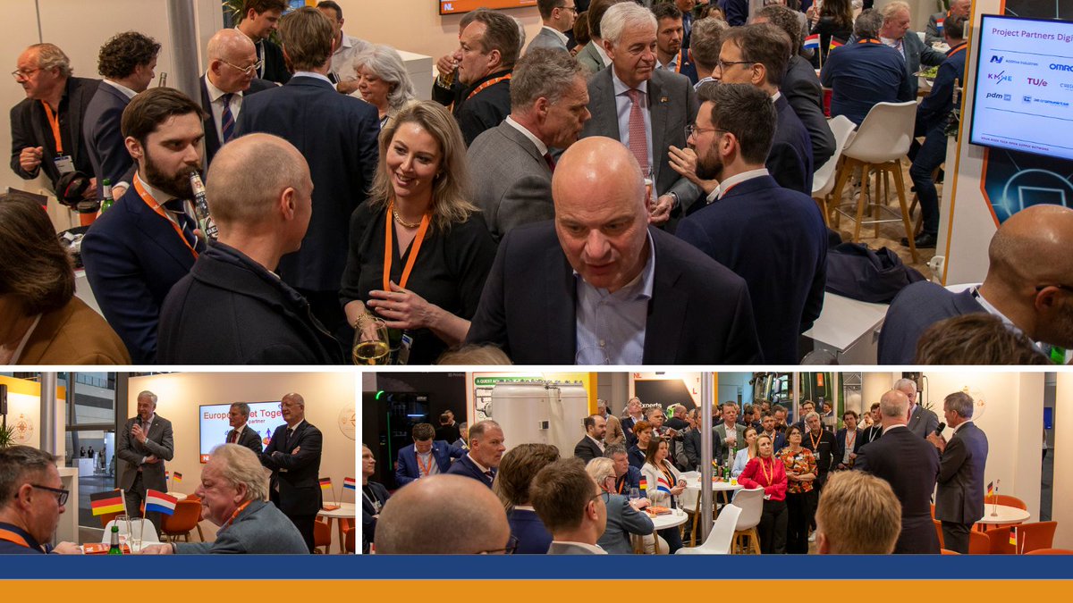 Ein anstrengender Messetag endet mit dem europäischen Get-together auf dem Holland High Tech Pavillon zu Ende, den die <a href="/Rabobank/">Rabobank</a> gesponsert hat. #HM23