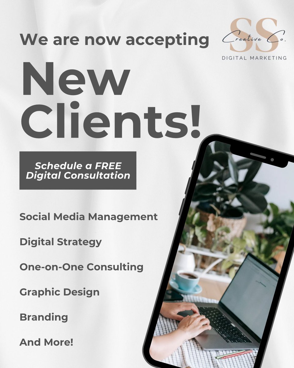 sydsscreativeco's tweet photo. 📣 NOW ACCEPTING NEW CLIENTS 📣 

Our services include: 👇 

👉 Social Media Management 

👉 Branding 

👉 Digital Strategy 

👉 One-on-One Consulting 

👉 Graphic Design https://t.co/WBHokmCKct