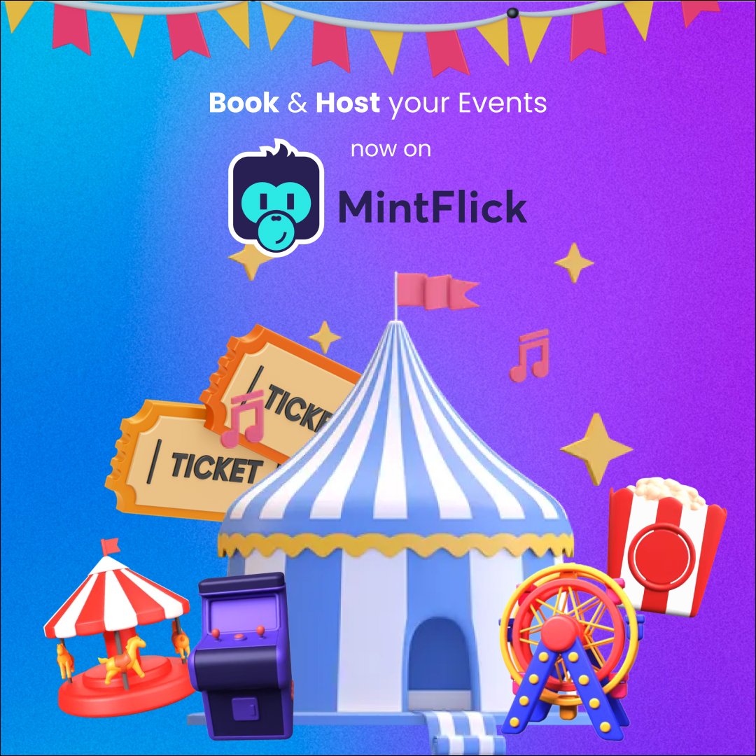 Hey Hey Creators!
We are now announcing the launch of Token-gated Events 🎪
Be the first to host your event &amp; let your audience have an on-chain proof of Attendance with NFT Tickets🎟️

Why MintFlick for hosting Events 👇