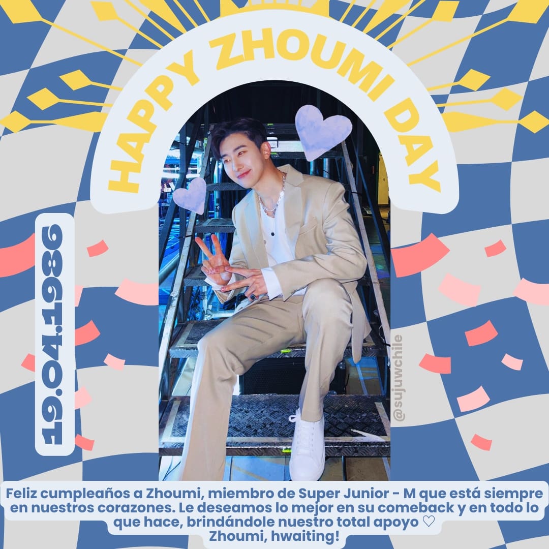 SujuWCHile's tweet photo. Feliz cumpleaños talentoso y guapo @zhoumi_419
Que sea un año lleno de éxitos.
PD: Estamos juntando dinero para el CB. XD
#HappyZhoumiDay #Zhoumi
#IELFSupportZhoumi https://t.co/lQStfTF4e4
