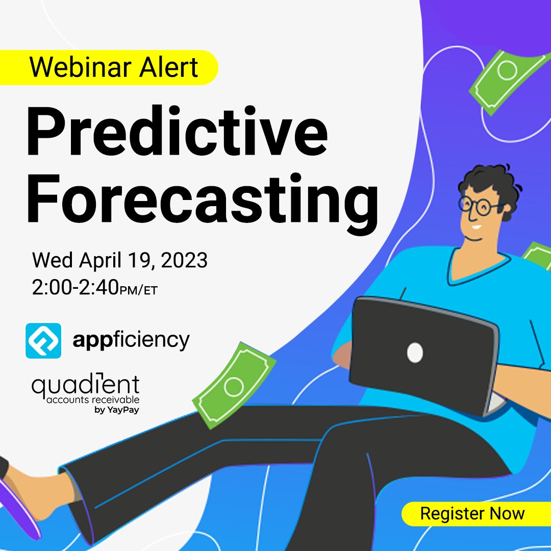 Last Day To Register!
lnkd.in/gyczW9P7

Join @Appficiency and <a href="/Quadient/">Quadient</a> for our Predictive Forecasting webinar on April 19, 2023 at 2 ET to learn how to improve the accuracy of your forecasting.

#Appficiency #NetSuite #Quadient
#cashisking #cashtruths #debunkmyths