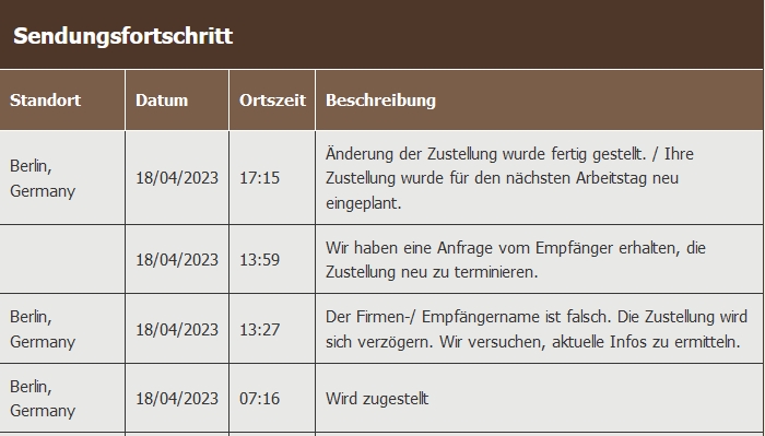 oops... #UPS hat mir einen neuen Namen gegeben... bin gespannt wie ich morgen heisen werden. Mit kyrillischen Buchstaben hab ich es nicht so. Oder sie senden einem ZustellendeN, der die Klingelnamen lesen kann. Der Laden ist unglaublich dreist. Kein Sendungsfortschritt...