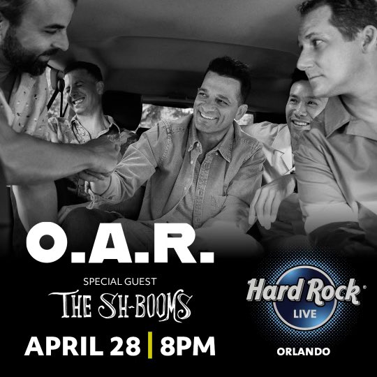 We are thrilled to share the stage and add the energy of <a href="/TheShBooms/">The Sh-Booms</a> to our <a href="/hardrockorlando/">Hard Rock Orlando</a> show on April 28th!🥳

We’ll see you in Orlando soon!

📲 For tickets and VIP, visit LiveOAR.com/tour 🎫

📸 - <a href="/jim/">jm</a>.leatherman
