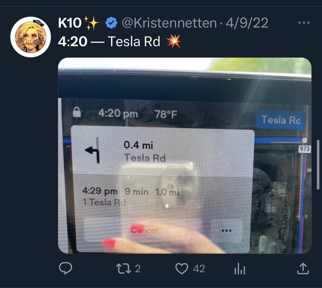 Kristennetten's tweet photo. The realm of @elonmusk brings about 4(20). 

Place I’ve discovered it ✨😆 https://t.co/8G6Az4xj9P
