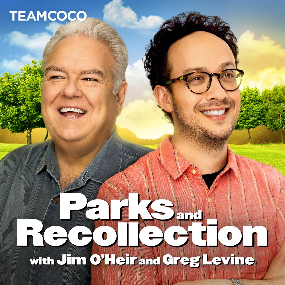 TeamCoco's tweet photo. Welcome back to Pawnee! Today @RobLowe ushers in a new era of #ParksandRecollection! Jerry Gergich aka @JimOHeir and writer/script coordinator @GregLevine are our new hosts! Listen to the three discuss the season four premiere and much more! Listen: https://t.co/fkw8f80JOu https://t.co/9whbT4siLT