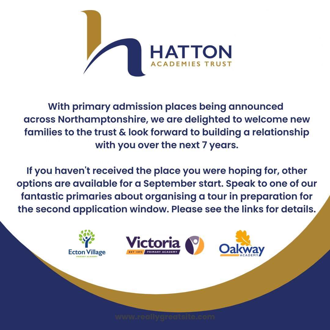 HattonAcademies's tweet photo. Welcome new Reception starters joining the trust!

Didn't get your first choice school? Details are below for our fantastic primaries-phone or email for an informal chat in preparation for the second application window.
#primaryadmissions
@Oakway2014 @vicpriaca 
@ectonacademy https://t.co/oLN6SDFely