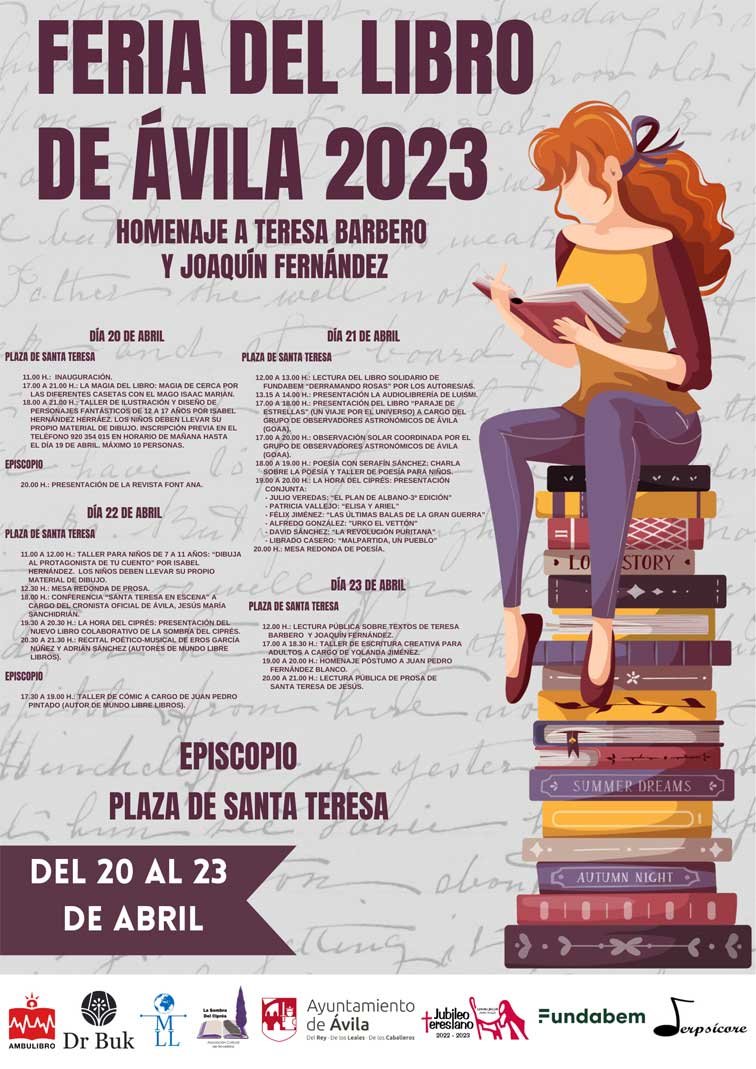 La Feria del Libro de Ávila, del 20 al 23 de abril de 2023, en el Grande, contará con la participación de escritores, librerías y editoriales abulenses. 
Programa cutt.ly/j78om7V 
#DiadelLibro #libro #librerias #Editorial #Avila