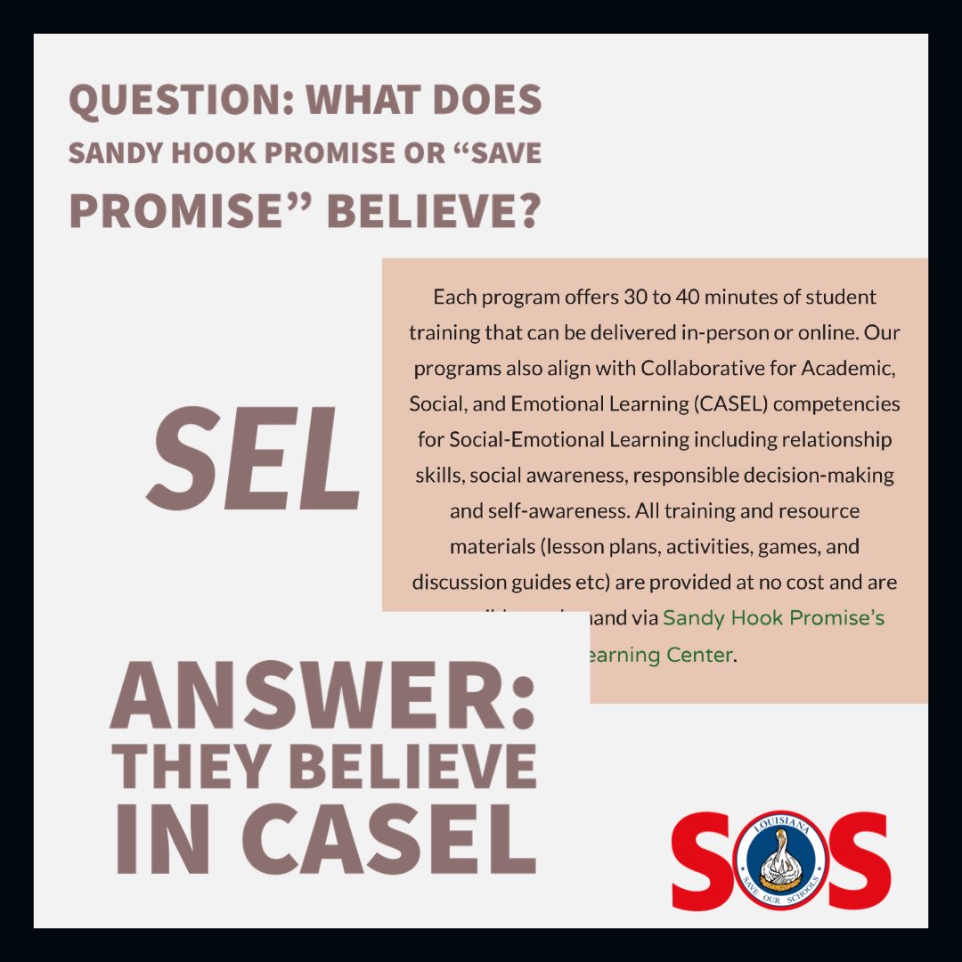 LouisianaSOS's tweet photo. Does your school system have a Save Promise Club? #lasosinfo #SEL #sandyhookpromise #StartWithHello #SavePromise #CASEL #Act643 #lalege @Moms4Liberty @DefendingEd https://t.co/9u1zJVFDn4