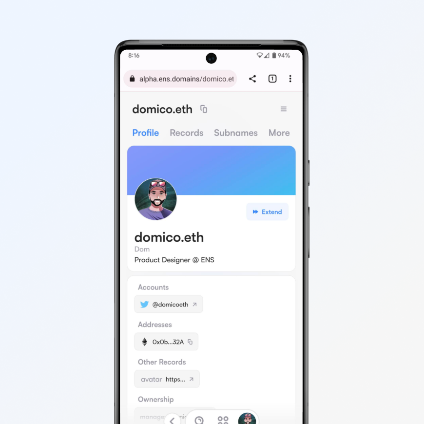 This is an actual screenshot from my actual phone 👀
That's right, alpha is now on mainnet! alpha.ens.domains