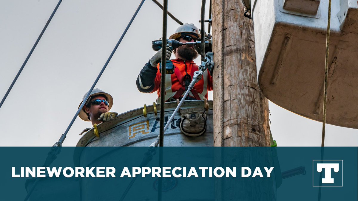 MyTPU's tweet image. Happy #LineworkerAppreciationDay! Today, we recognize and honor our hardworking employees who keep the electricity flowing in our communities. We are grateful for their dedication and commitment to keeping our customers safe and connected. Thank you for all that you do!