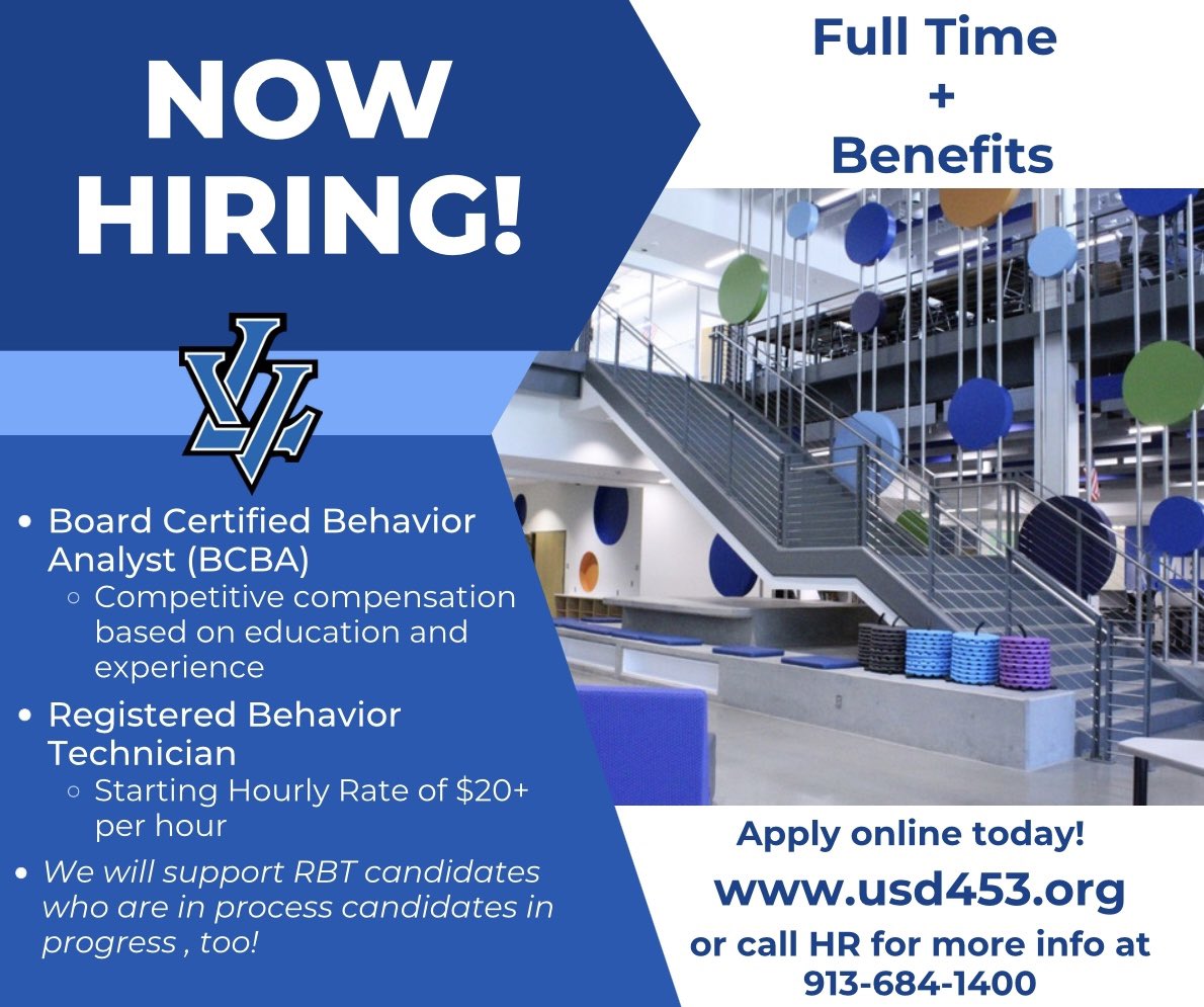 ⭐️ USD 453 in Leavenworth is hiring for 2023-24! We are seeking a BCBA to support students PreK- Age 21. Be sure to check out the job posting at leavenworth453.tedk12.com/hire/ViewJob.a… to learn more! 🤩 #proudtobeapioneer