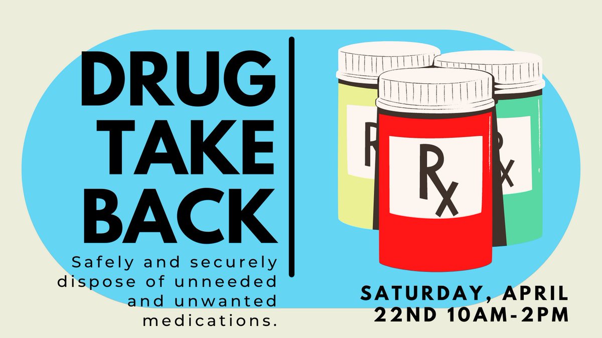 Help prevent #drug misuse and #overdose in your community! #NationalPrescriptionDrugTakeBackDay is Saturday, April 22nd 10AM-2PM.

dea.gov/takebackday 
 #opioidusedisorder #opioidprevention #prescriptiondrug #prescriptiondrugawareness #cwho #cornerstonewholhealth