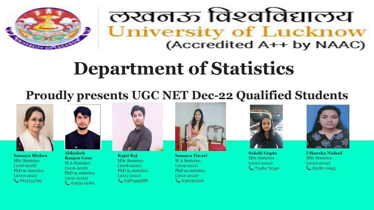 Stats_lkouniv's tweet photo. Heartiest congratulations to all our students who have qualified UGC NTA NET December 2022!

@dswlkouniv @profalokkumar @lkouniv https://t.co/hajWxK3L7E