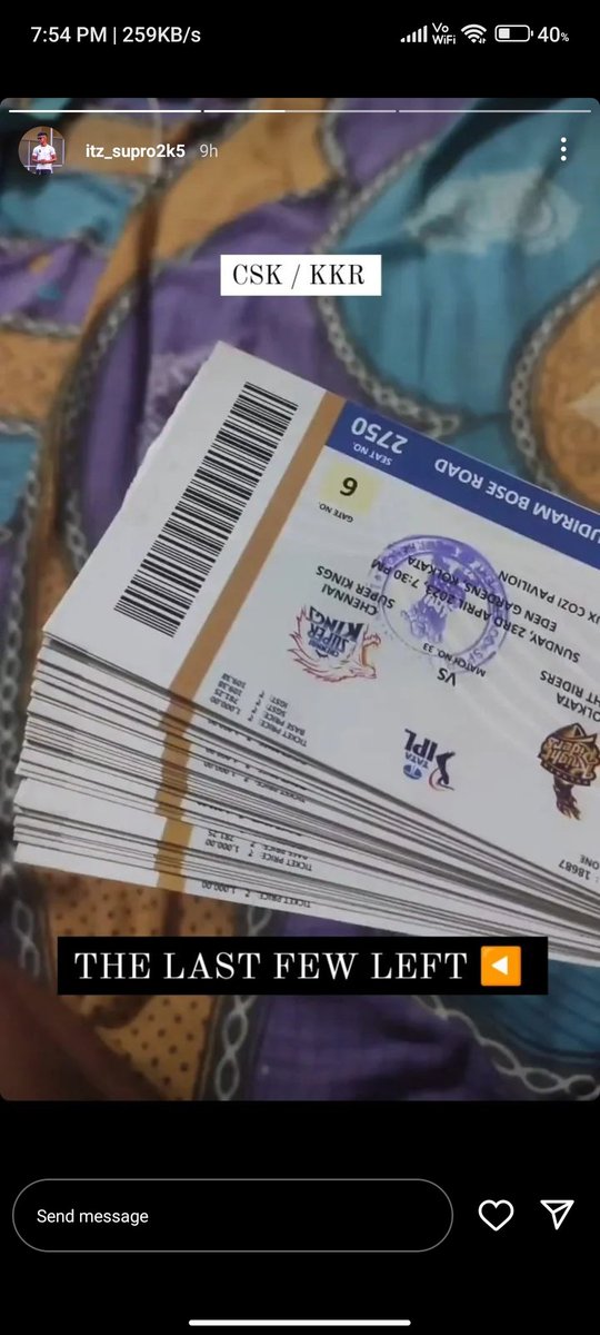 vivek17072005's tweet photo. @KolkataPolice @KKRiders @KPTrafficDept @CPKolkata @KPSouthDiv People are doing blackmarketing, hoarding of tickets of every matches of Eden Gardens and We honest people can't get the Tickets at Cost Price and because of this the tickets are getting SOLD OUT to quickly and rapid https://t.co/5VXTEFi7p4
