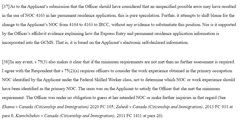 smeurrens's tweet photo. Federal Court affirms IRCC's refusal of a Skilled Worker applicant who said that they had 1 year experience in NOC 4163 Business Development Officers when it was actually 4164 Social Policy Researchers. Both qualify, but you must click the right number.  https://t.co/qSK6luCE1S https://t.co/EcUaXYOf8j