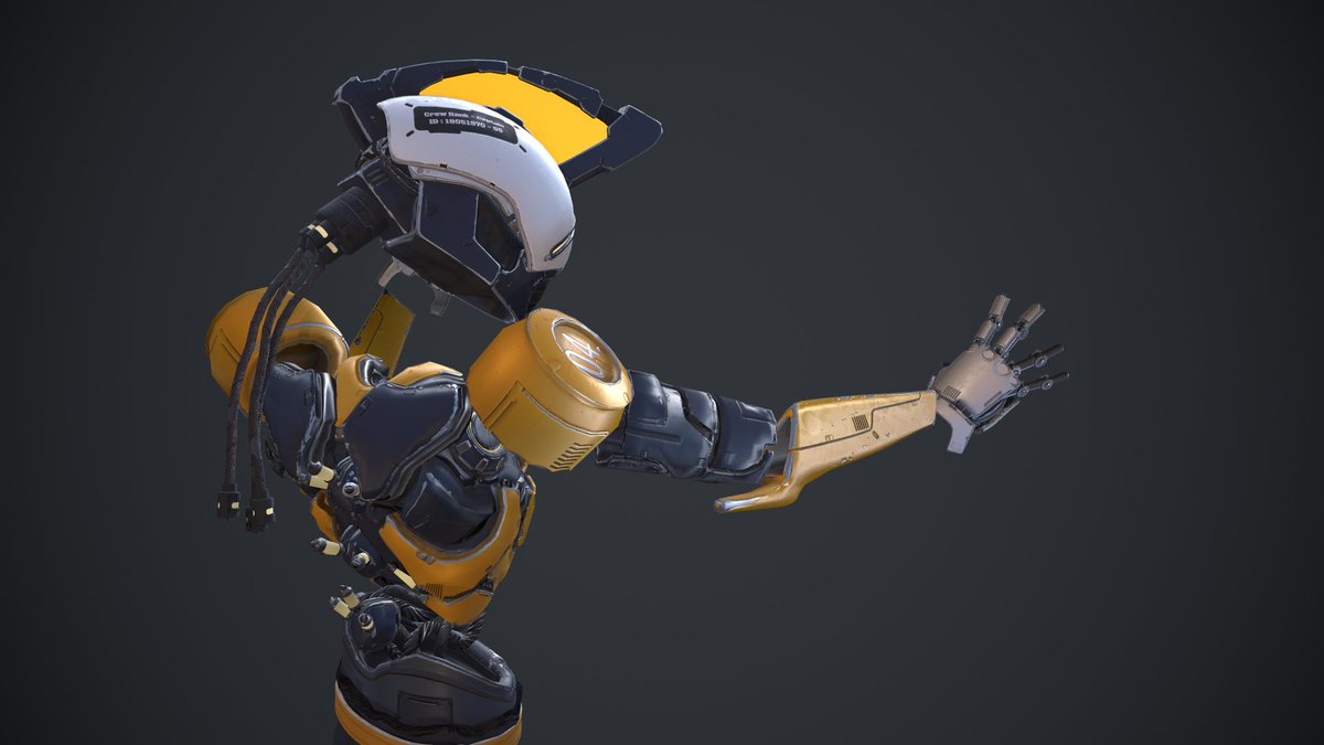 SHIFT_proj's tweet photo. Here's the character we will be playing in SHIFT !!
He's a robot, once was a reknown captain, and you'll be playing him along the remains of his ship, in our game. 

Stay put if you'd like to see him interact in the ship, and our environnments...

Character artist's post below : https://t.co/FAU82oRVzE