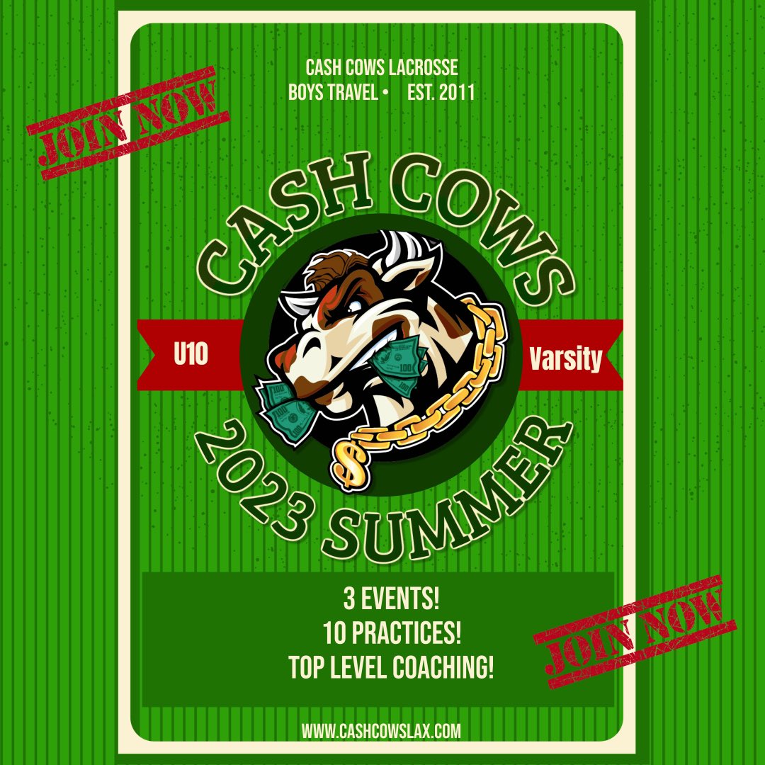 Summer is getting close!  Register today! cashcowslax.com #MOOOO