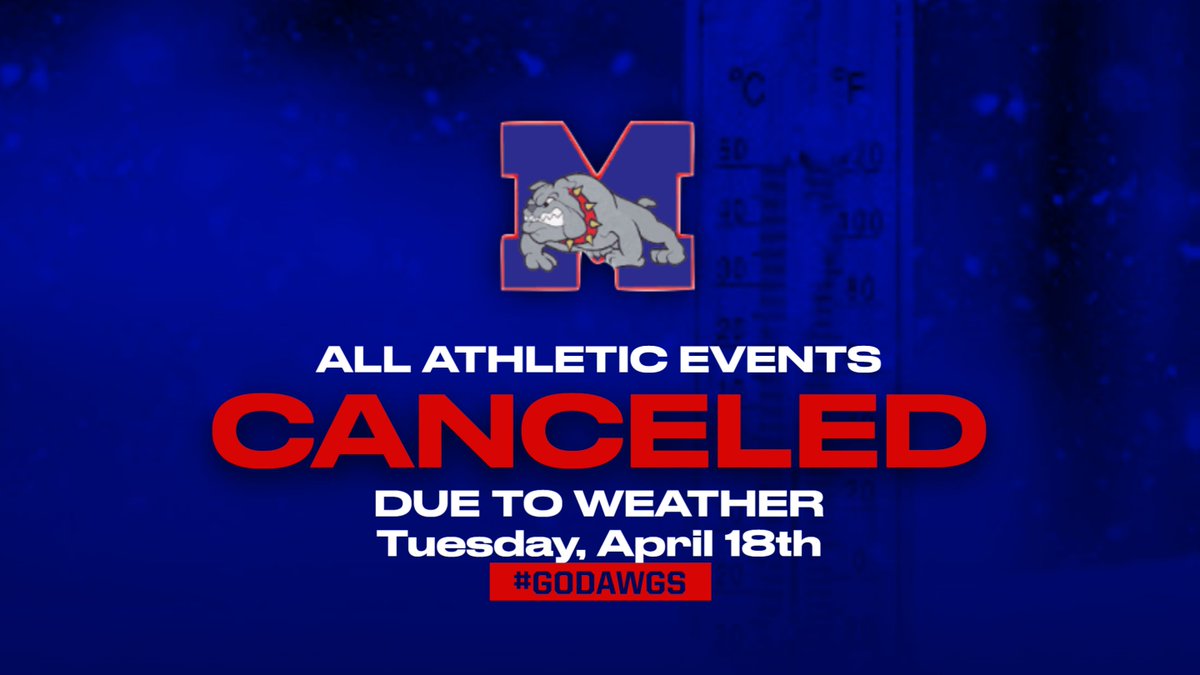 All athletic events for Tuesday, April 18th have been canceled or postponed. Please check out masonbulldogsathletics.com for the latest schedule updates. Go Dawgs!