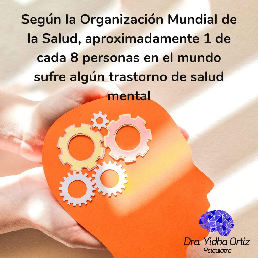 DraYidha's tweet photo. Según la Organización Mundial de la Salud, aproximadamente 1 de cada 8 personas en el mundo sufre algún trastorno de salud mental.

 #SALUDMENTAL #Depresión #Bipolar #DraYidhaOrtiz #hombre #mujer #Autolesión #tristeza #toc https://t.co/zSuB6clJEa