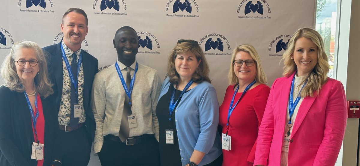 Dr. Main, Seth Carey, Musa Mawanda, Dr. Blankenship, Dr. Travelsted, and Tiffany McMinoway (podium presenter of DNP project, Provider Characteristics Impacting Patient Satisfaction in Rural Primary Care Settings) attending Western Kentucky Heart and Lung, Research Symposium 2023.