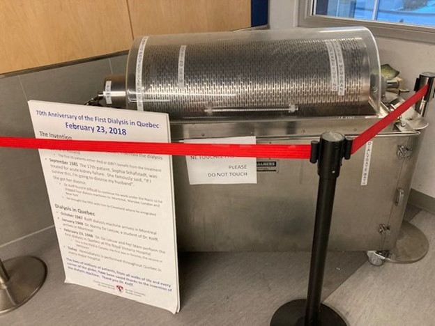 pod_tina's tweet photo. Feb 23, 2023 was the 75th anniversary of the first dialysis in Quebec. In Oct 1947 the Kolff dialysis machine arrived in Montreal, followed by Dr. Nanny De Leeuw, a student of Dr. Kolff. She and her team performed the 1st dialysis at the Royal Victoria Hospital. https://t.co/rge0yNosxp