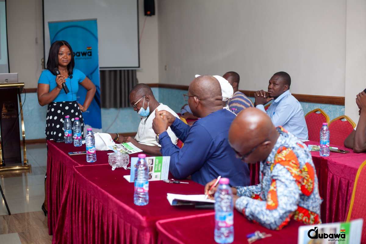 dubawaGH's tweet photo. As content on social media can be manipulative and deceptive, our team lead, @carolineanipah also demonstrated to journalists how to use digital verification tools such as @Google Reverse Image Search, Fact-check Explorer, InVid and YouTube Data Viewer to detect such content. https://t.co/nEzDXNpkZb
