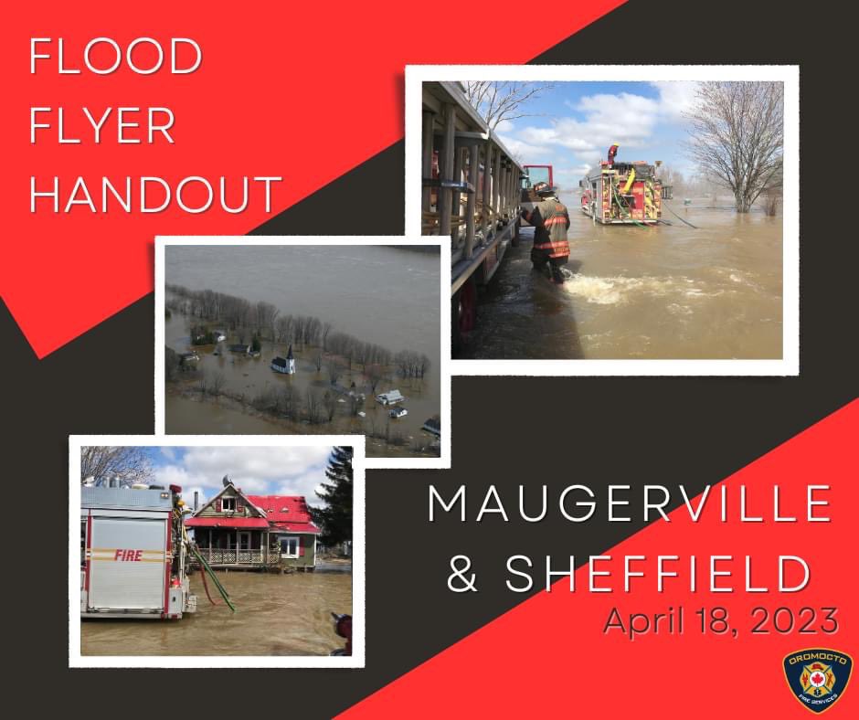 With water levels coming up, please be advised that the Oromocto Fire Department will be in the Maugerville/Sheffield area tonight, April 18th, to hand out some flood information sheets to residents. Emergency vehicles will be present in the area, this is not cause for concern.