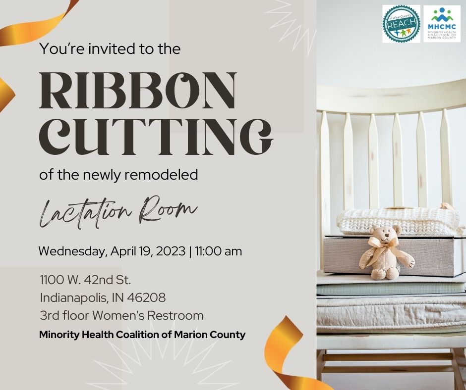ReachMarionCo's tweet photo. Minority Health Coalition of Marion County:  You are cordially invited to the Ribbon Cutting of Lactation Room on April 19th, 2023 at 11:00am

See you there !!! 
@minorityhealthcoaltion https://t.co/CKCU6xn3WD