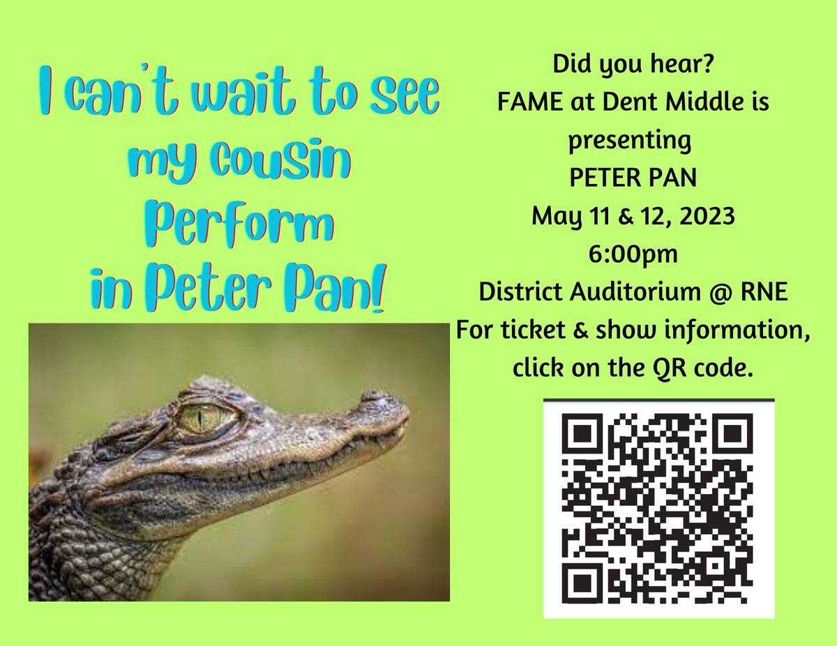 It's that time again! FAME is presenting PETER PAN! Local peeps, join us if you can!
<a href="/tamashford/">Tamala M Ashford</a> @DSingleton_DMS <a href="/R2Magnets/">Barbara Turner</a>