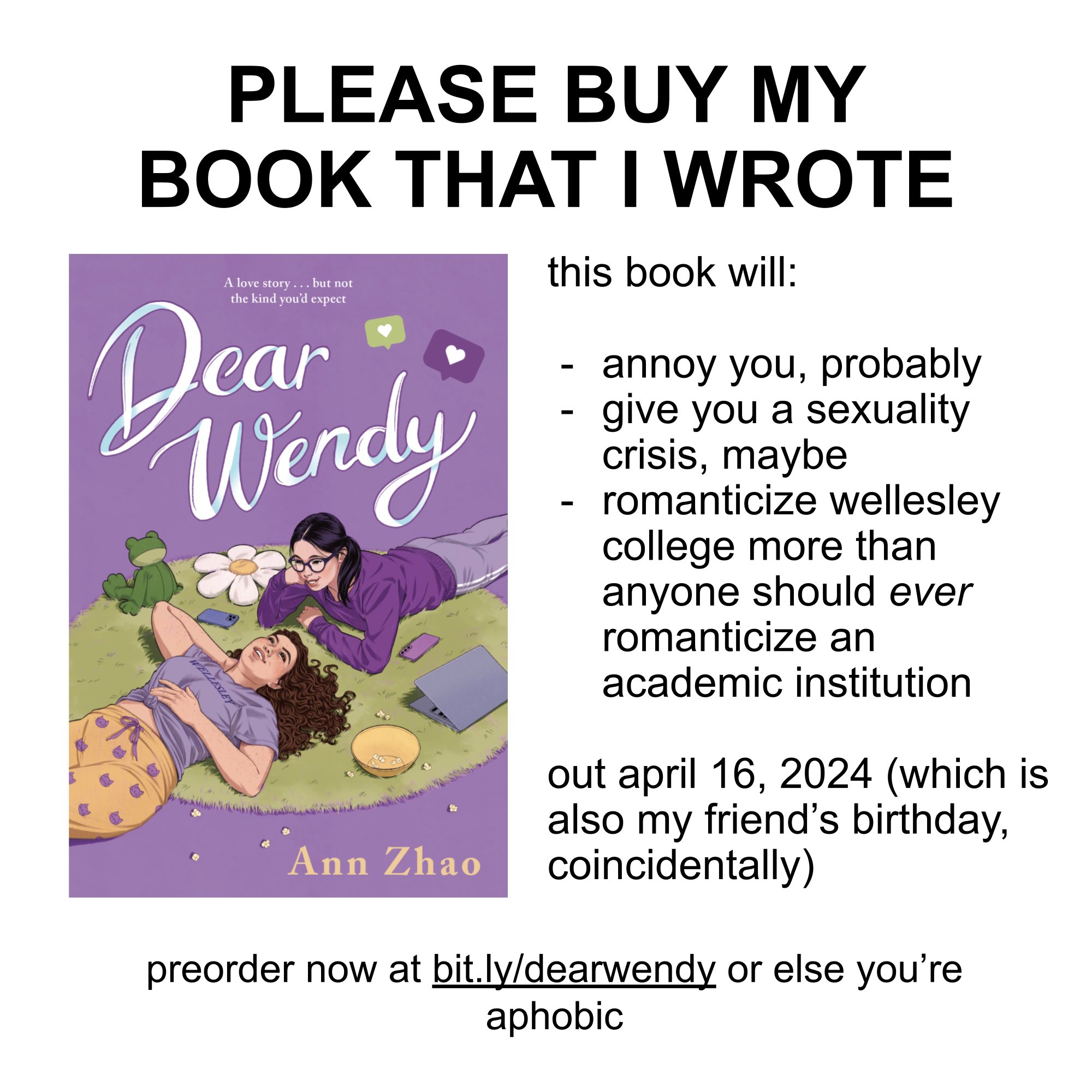 ann zhao on Twitter "COVER REVEAL!!!!! art by betsy cola, design by julia bianchi! dear wendy