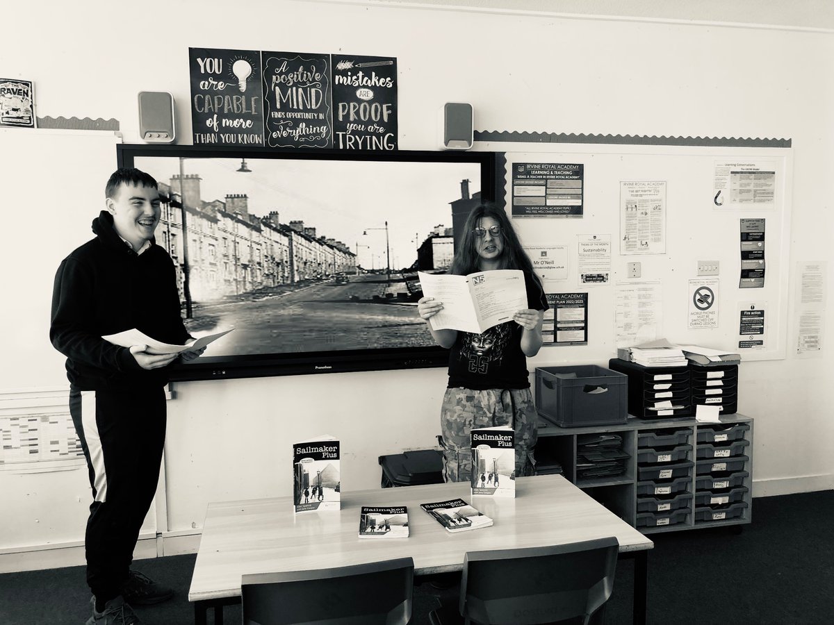 NeillRoddy's tweet photo. For our final lessons on our Scottish Set Text before study leave begins, National 5 pupils were treated to a few Oscar worthy performances of scenes from 'Sailmaker'. Well done for reciting in front of the class folks. @IRALanguages @IrvineRoyalAcad #SQA #Sailmaker https://t.co/islVWoD8LN