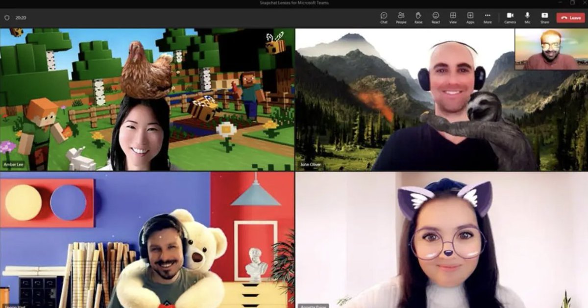 unpotedanslacom's tweet photo. Les filtres Snapchat débarquent dans Microsoft Teams !

▶️ https://t.co/h42LdoXQyp https://t.co/pcw1xD0kWi