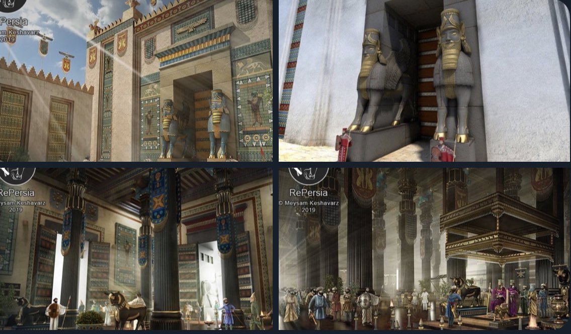 👀💭 This is an interpretation of #AI from #Persepolis before it’s  deconstruction. #Midjourney generated new images of “Persepolis before its destruction by using information from old layouts &amp; existing art styles as a reference which he defined for itself. The AI is trained on