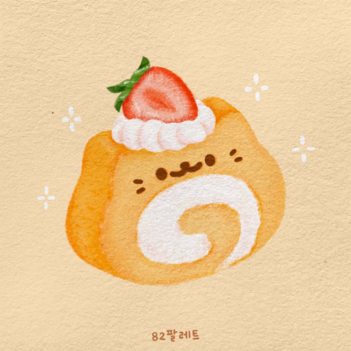 82palette's tweet photo. Neko Roll Cake!🍰🍓 https://t.co/ihaH4R6sia
