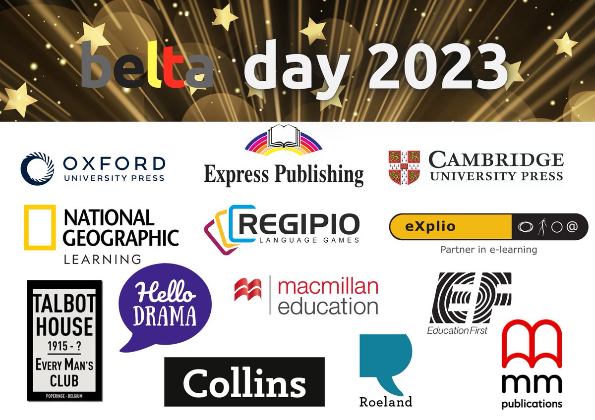 We would like to say a big 𝗧𝗛𝗔𝗡𝗞 𝗬𝗢𝗨 to all the companies who support BELTA Day 2023! 
<a href="/OUPELTGlobal/">Teaching English with Oxford</a>  <a href="/ExpressElt/">ExpressELT</a> Explio <a href="/TalbotHousTubby/">Tubby's Talbot House</a> <a href="/REGIPIOLanguage/">Regipio</a> <a href="/MacmillanELT/">Macmillan ELT</a>  <a href="/EF/">EF Education First</a> <a href="/roelandvzw/">VZW Roeland</a> <a href="/CollinsELT/">CollinsELT</a> 
<a href="/CambridgeEng/">Teaching English with Cambridge</a> @ELTNGLEurope  <a href="/HelloDramaUK/">Hello Drama</a> <a href="/mmpublications/">MM Publications</a>