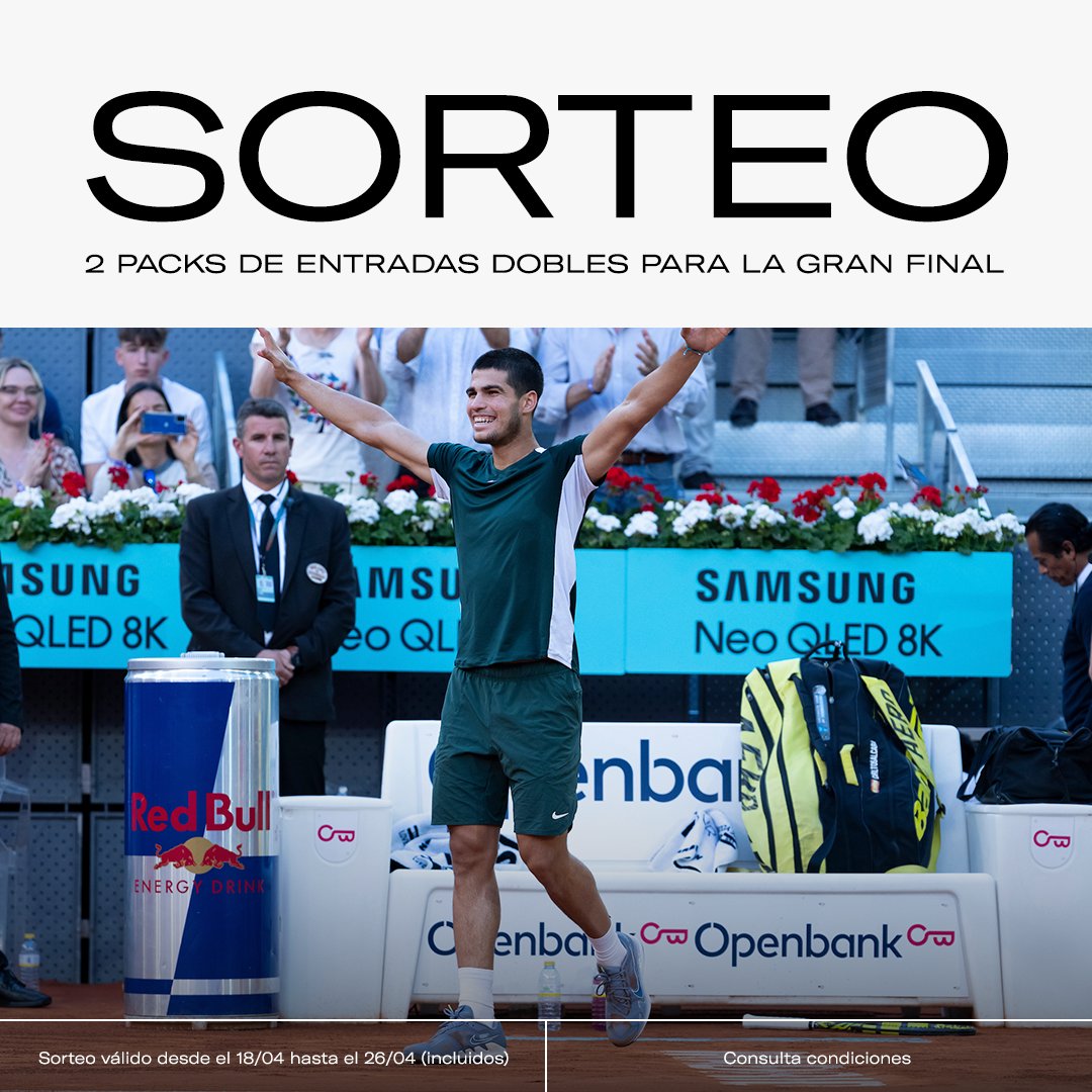 openbank_es's tweet photo. 📷 ¿Quién quiere venir a la final de @mutuamadridopen? 📷

Si has contestado ¡YO!, sigue las instrucciones 📷
Podrás ganar uno de los 2 packs de entradas dobles que sorteamos para ver en directo la gran final el 7 de mayo en la Caja Mágica de Madrid. https://t.co/LiKK55CBlI
