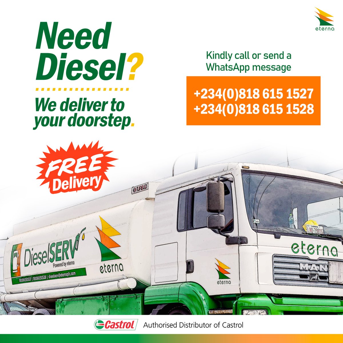 eternaplc's tweet photo. Power up your business with our reliable diesel delivery service! 🚛⛽💨 Don't let diesel shortage slow you down, let us take care of your refueling needs!
#dieseldelivery #fuelservice #reliablepartner #eterna #energyforlife #dieselserv #dieselservice https://t.co/sLq4F6HI0e
