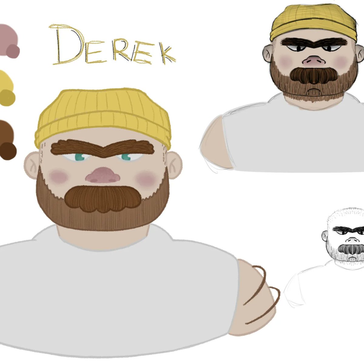 Lee_Earnshaw23's tweet photo. Here's a few concept design from our games rost of characters : Dylan (First Image/Protagonist), Dad (Beard/Cap), Lola, Derek and Matthew (Wizard lookalike).
Designed by our concept artist David.
#ABlankSlateGame #purplelotusstudio #gamedev #gameconcept #conceptart https://t.co/CD2Imvohjw