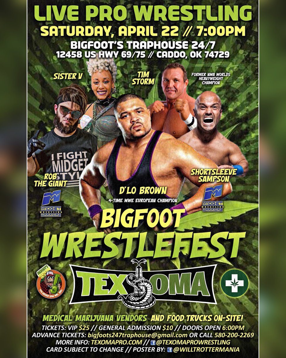 TexomaPro's tweet photo. ❗️THIS WEEKEND ❗️

We’ve got 3 MASSIVE shows over the weekend!

- Friday Night • 8PM
“15th Anniversary Show”

- Saturday Night • 7PM 
“Bigfoot Wrestlefest”

- Sunday • 3PM
“Bulldog Bash”

Get more information at https://t.co/ofgA78S3lV or give us a call at 580-319-8828 https://t.co/ohUm0qOhZl