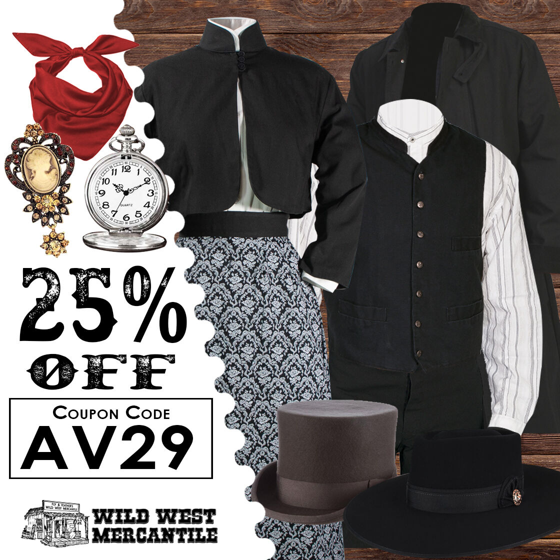 WWMERC's tweet photo. We're Celebrating 29 years in Business with 25% Off Your Order🤠Just use Coupon Code AV29 at checkout🤠
Shop Now: https://t.co/cj71SIbrcB
#wildwestmercantile #oldwest #westernwear #wildwest #singleactionshootingsociety #rangewear #1880sclothes #historicalclothing #reenactors https://t.co/sXUvoHizek