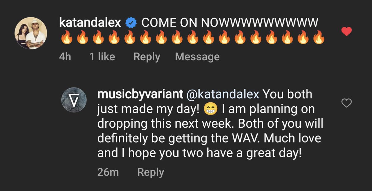 musicbyvariant's tweet photo. My day has been made! My remix will be dropping next week! ๐ฅณ๐ค ๐ถ๐ช
#edm #countryedm #countrymusic #variant #katandalex #remix https://t.co/8wSkrb9aOb