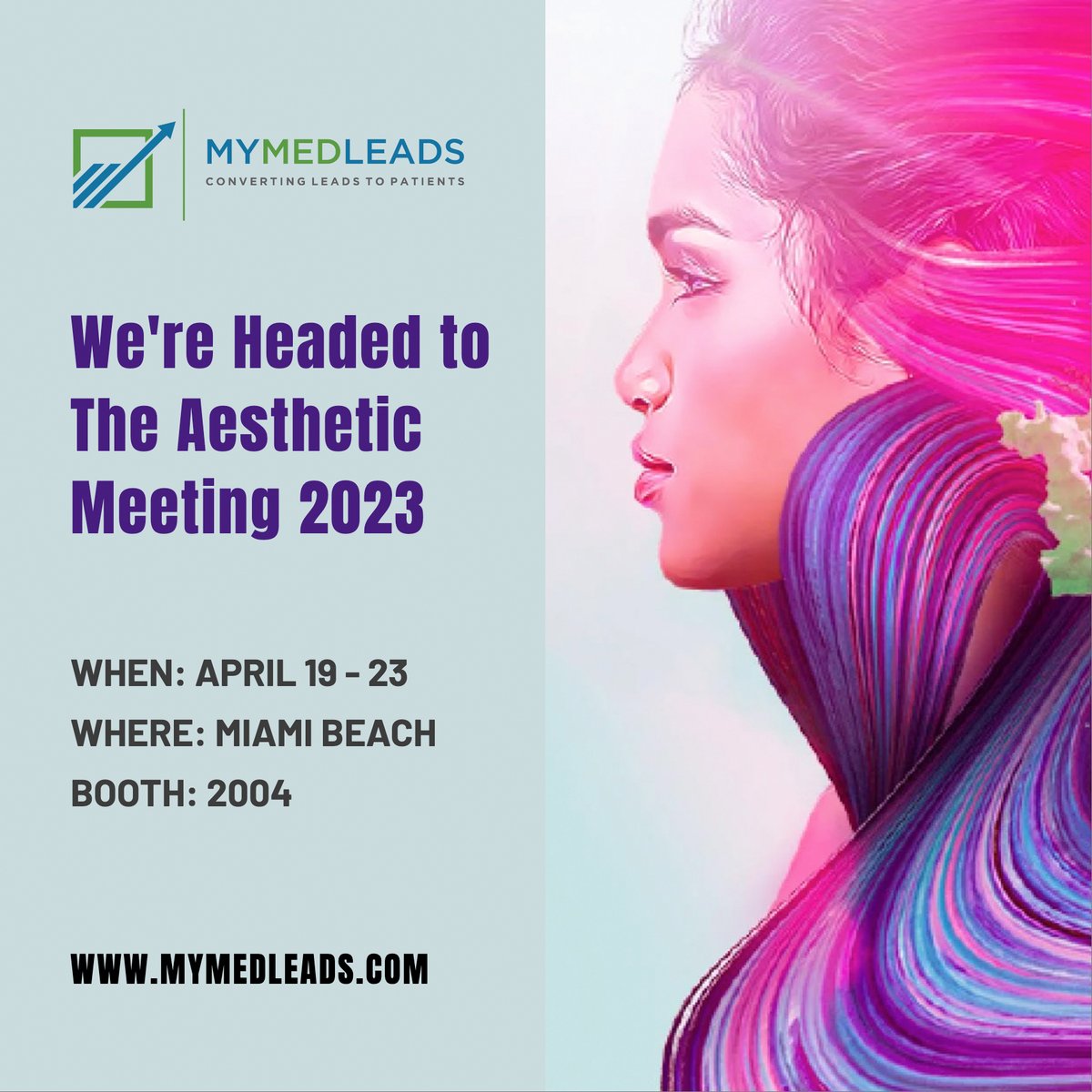 MyMedLeads's tweet photo. Join us at The Aesthetic Meeting this week! Stop by booth 2004 for a free demo of MyMedLeads.

#theaestheticsociety #theaestheticmeeting #aestheticmeeting2023 #theaestheticmeeting2023 #plasticsurgery #miamibeach https://t.co/8wTUMvyzMn