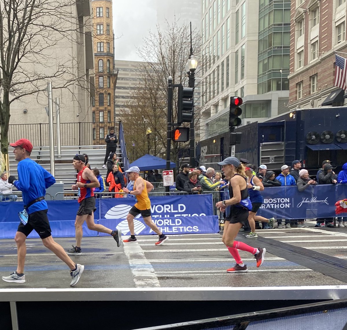 Finished #Boston127 in 3:46:15. I’m the guy in the orange and black. Tough race but an awesome experience. Photo credit to the lovely Mrs. P.