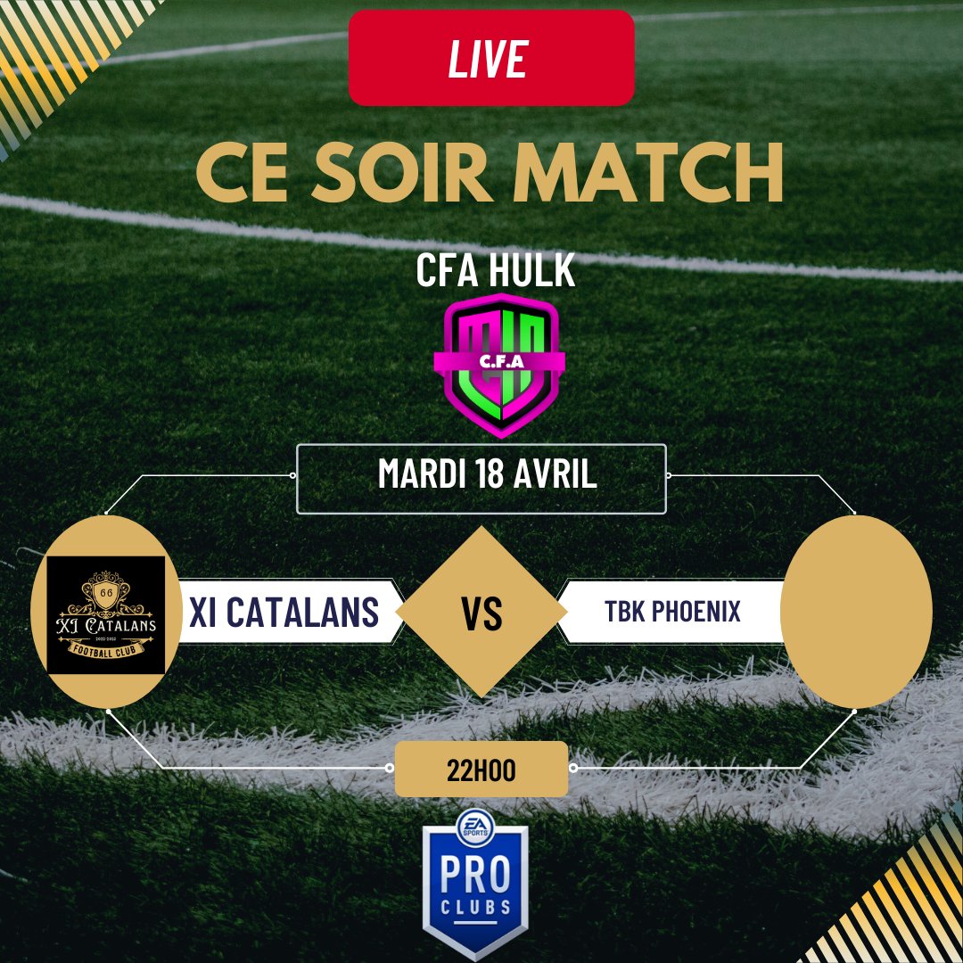 XI_Catalans_66's tweet photo. Bonsoir à tous, les XI Catalans pour leur première rencontre en CFA @Hulk_Champions c'est ce soir, nous avons une rencontre en @AVPAFR ligue 2 
Et @TGP_Events_ CUP 
Go les Catalans 🟡🔴🟡🔴
@Hulk_Champions
@TGP_Events_
@AVPAFR
#clubspro 
#FIFA23 
#11vs11 
#ps4
#esport https://t.co/YasqDecwrj