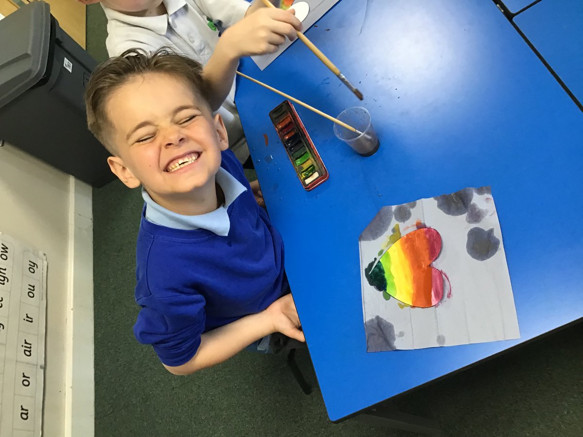 wla_y2's tweet photo. We painted hearts using water colours to show what we thought love would look like. We gave some brilliant explanations of our choices and produced some lovely artwork. https://t.co/YdVdoiBitm